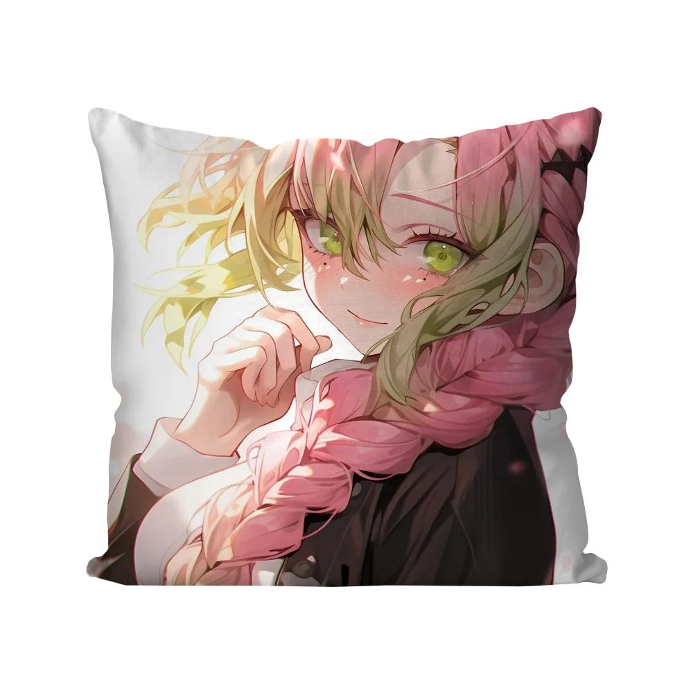 Kanroji Mitsuri Animation Demo Slayer Pillow Case Square Pillow Bedroom Sofa Leisure ComfortCarLiving Room Home Decoration 40X40