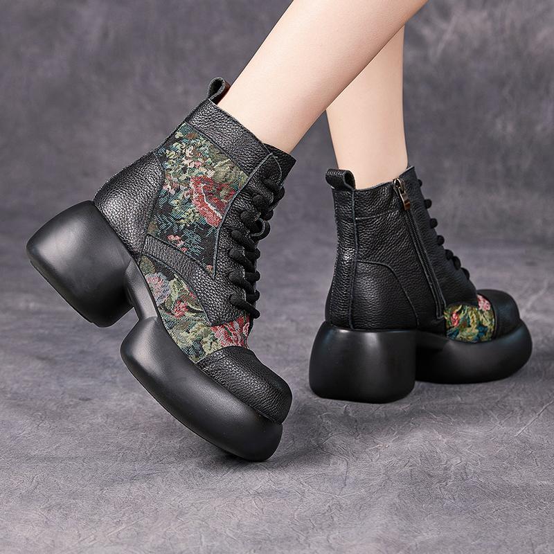 Fashion GKTINOO 2025 British Natural Cow Genuine Leather Ladies Ankle Booties Platform Women Shoes Autumn Spring Thick Soled Short Boots