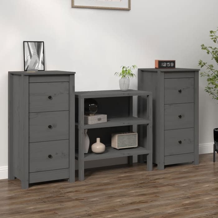 VidaXL 2x Buffets Armoires Latérales Organisateurs de Maison Meubles de Rangement Salon Intérieur Gris 40x35x80 cm Bois 813744