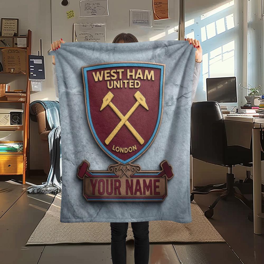 Benutzerdefinierter Name West Ham United2 Flanell-Decke, Hohe Qualität, Bequem für alle Jahreszeiten, Heimdekoration, Wärme und Komfort