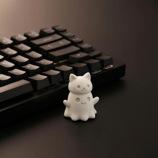 3D Print Ornaments, Cat Ghost Shape, Add Halloween Atmosphere Desktop Decoration, Figurine for Home Office