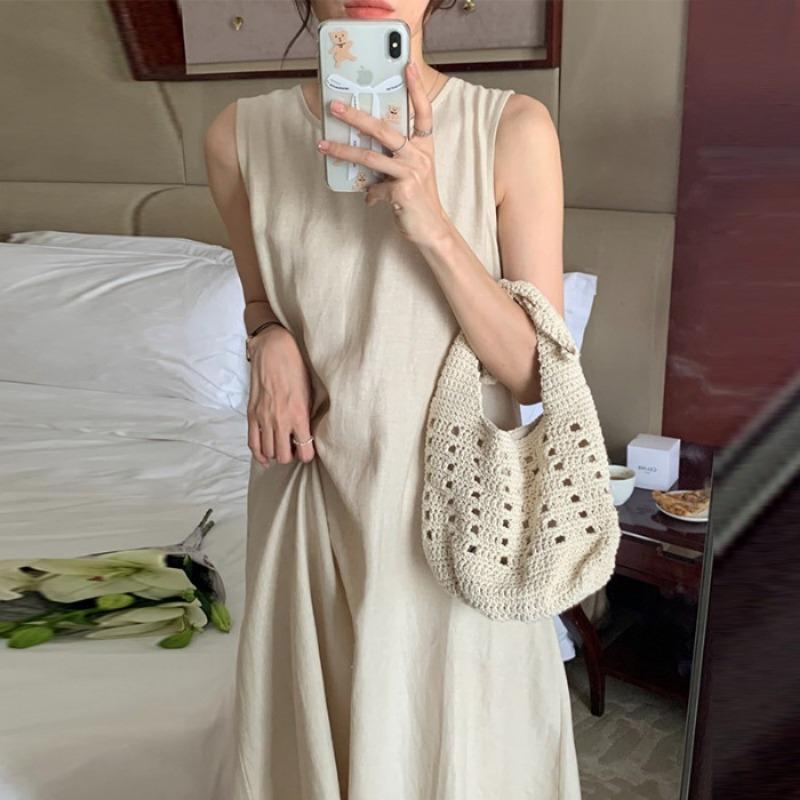 

Платье без рукавов French Temperament, детское летнее платье Senior Sense Halterback Loose S абрикосовый