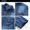 Summer Short-sleeved Shirt Multi-pocket Loose Large Size Casual Tooling Denim Shirt Men's Explosion