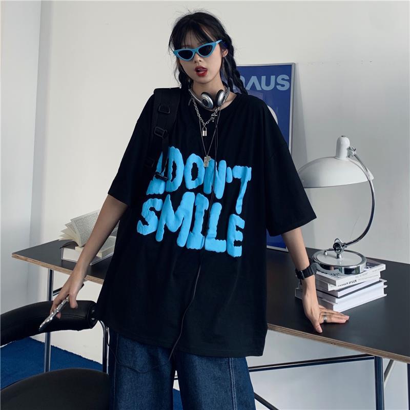 100% Cotton T-shirt Summer Letter Print T Shirt for Women Clothes Harajuku Oversized T-shirts Y2k Tops Hip Hop Streetwear