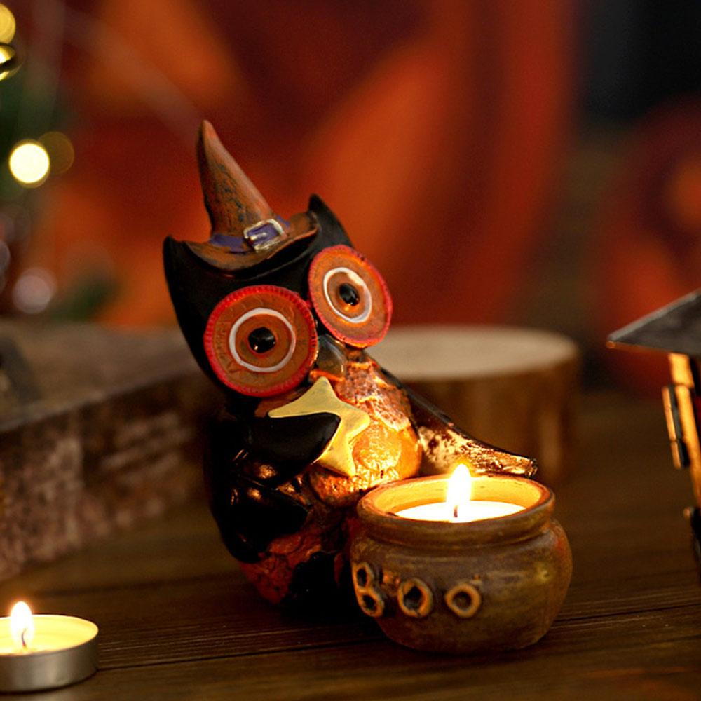 Ständer Tierfigur Eule Ornament Halloween Kerzenhalter Tischdekorationen