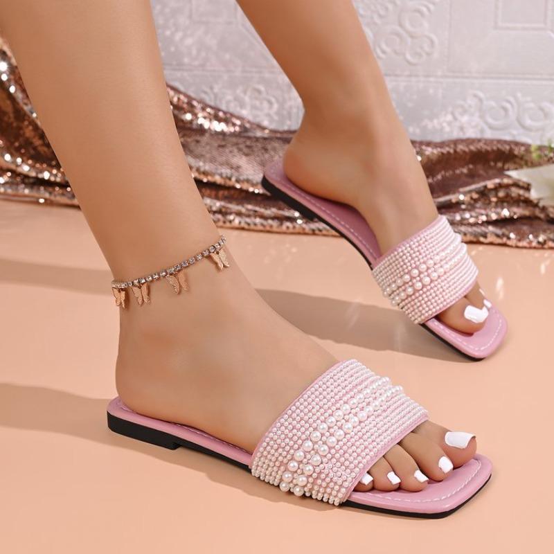 Summer New Style Square-headed Open-toe Comfortable and Fashionable Slippers, Suitable for Women's Outdoor Beach Wear
