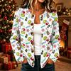 Women's Casual Christmas Print Long Sleeve Knit Button Front Cardigan Sweater Coat