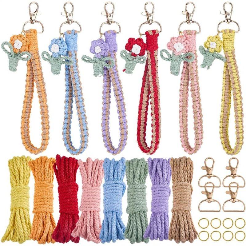 

SHGO-Phone Wrist Strap DIY 6 Sets Phone Charms Making Kit Macrame For Beginner Smartphone Key Purse Bag Wallet