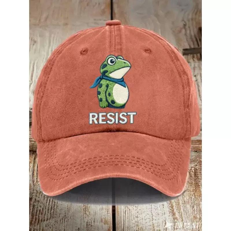 Frog Resists Washed Cotton Hat Men's Old Daddy Hat Vintage Printed Soft Top Baseball Cap
