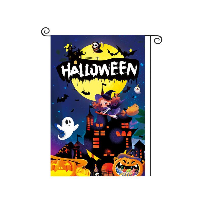 Cross-Border Happy Halloween Ghost Garden Flag with Pumpkin and Cartoon Design