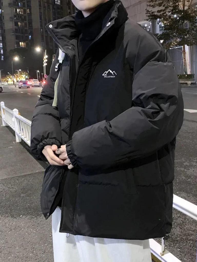 Men's Winter Oversized Cotton Puffer Jacket with Stand Collar - Trendy and Thickened for Couples