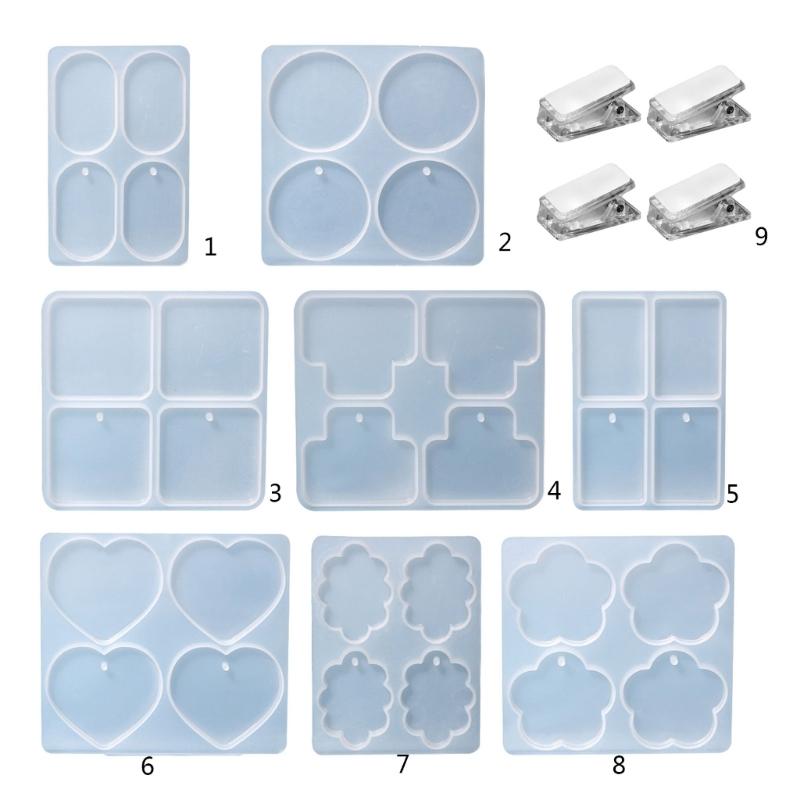 Resin Hair Clip Mold Silicone Keychain Mold Memo Clips Mold Resin Earring Mold Jewelry Casting Mold Pendant Charms Mold