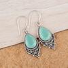 Aqua Chalcedony Gemstone 925 Sterling Silver Jewelry Earrings 1.9" Gift For Her EE-85-17