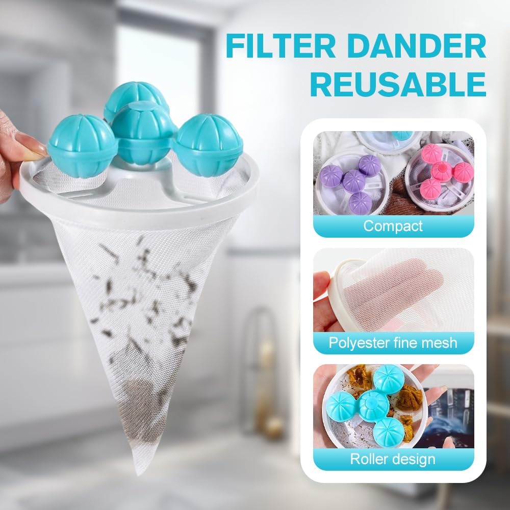 Washing Machine Hair Remover, Reusable Hair Filter, Washing Machine, Net Bag, Lint and Lint, Washing Balls