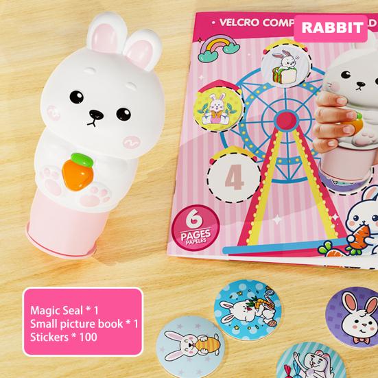 Sticker Stamper Set 100-Page Cute Pattern Stickers Arts And Crafts Fidget Toy Collectible Cartoon Character