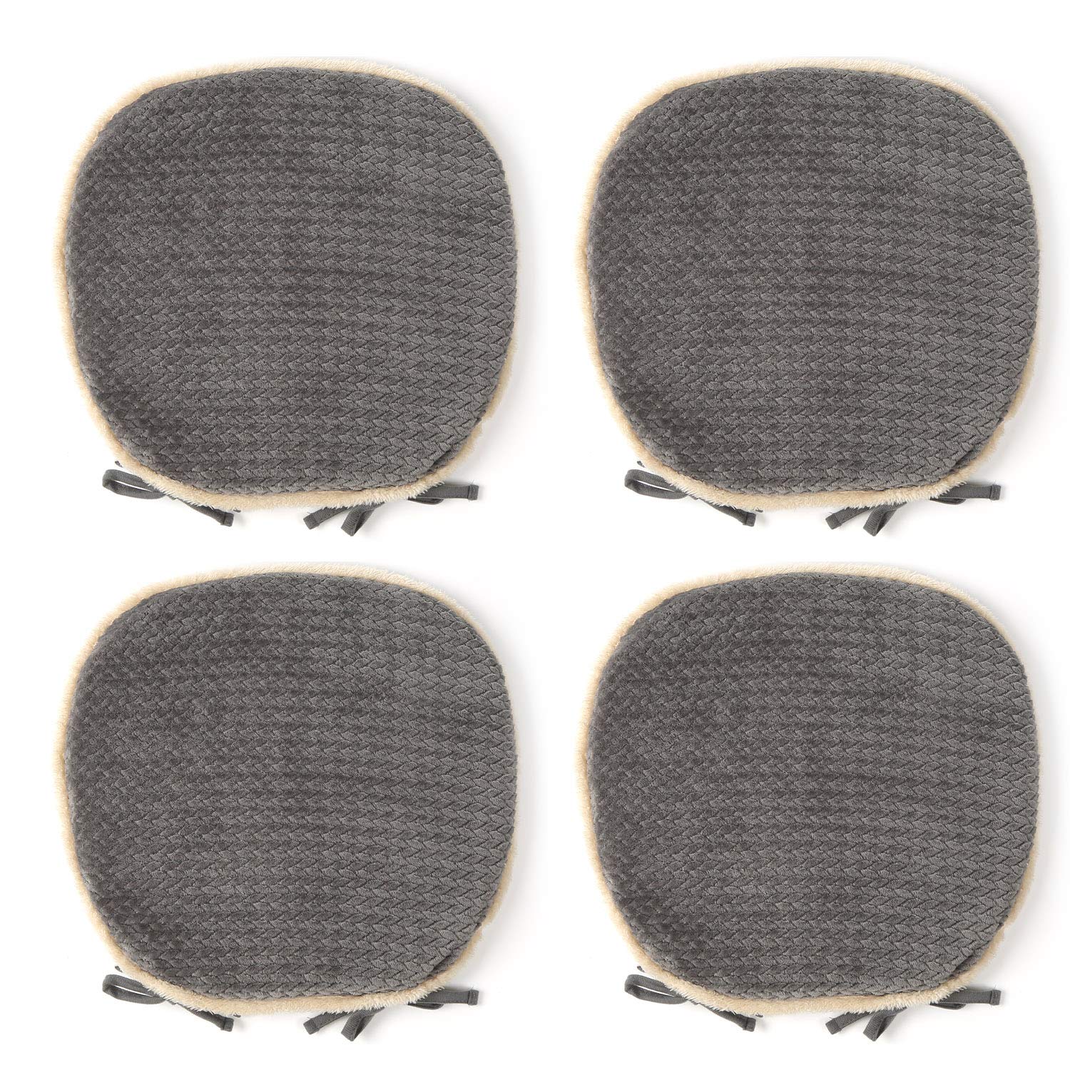 

JEMA Подушка-подкова для кабеля для обеденных стульев, полностью серая, с узором, на кулиске, для столов, для всех сезонов, 43x41 см, серый