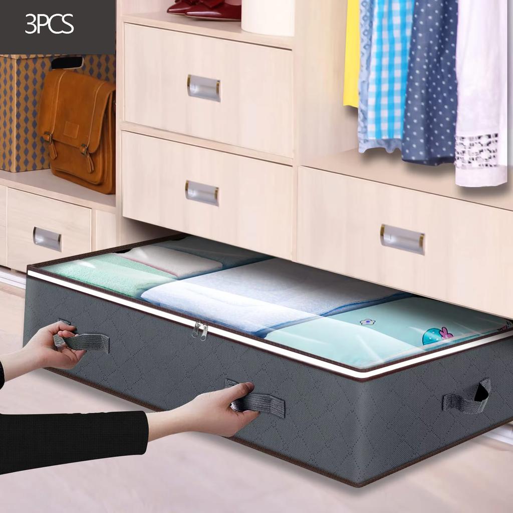 Foldable Bed Storage Container With A Transparent Window And A Lrge Capacity Bed Undergarments Storage Box Clothing Storage Bag