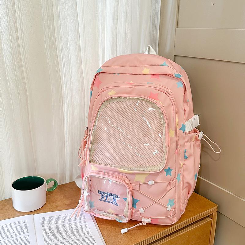 Schultasche hochwertige Schultasche weibliche Mittelschüler niedlich japanisch transparente Stange Schmerzbeutel großer Essensrucksack Schülerrucksack Trend