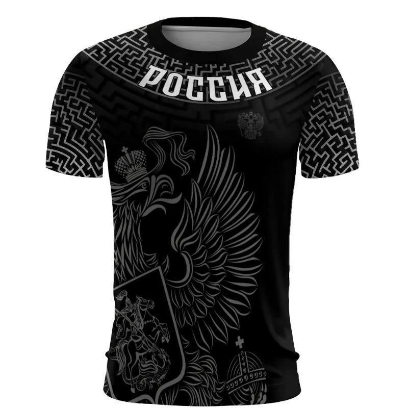 Russia Men's T-Shirts 3d Russian Flag Short Sleeve T-Shirt For Men Oversized Tees Mens Clothing Summer Casual Breath Sportswear