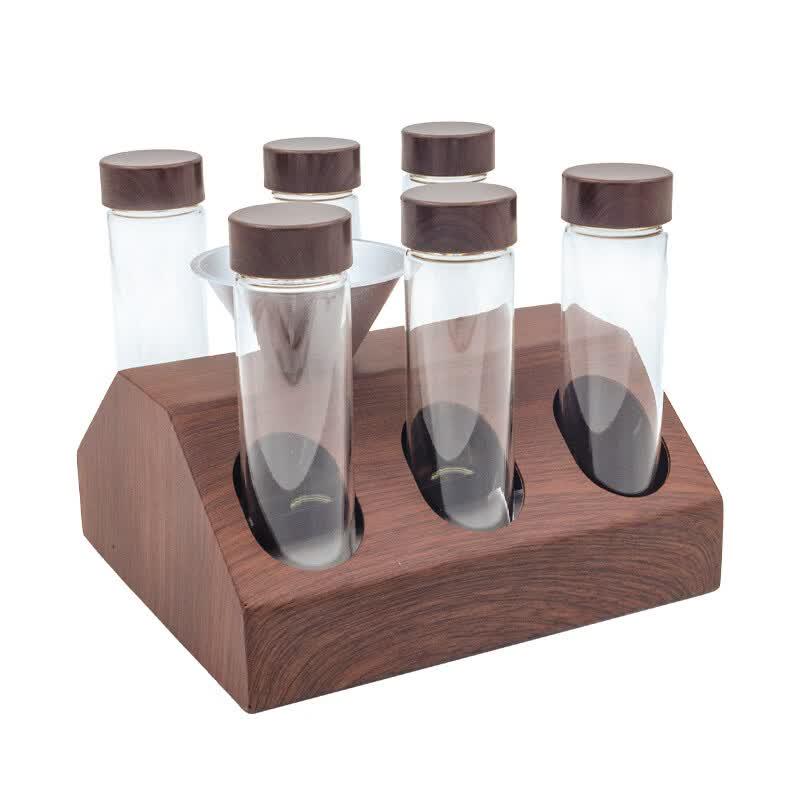 Metal Coffee Bean & Tea Leaf Display Rack with Glass Test Tubes