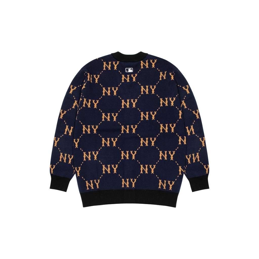 New MLB Old Flower Sweaters Unisex Navy Blue 3AKCM0224-50NYS