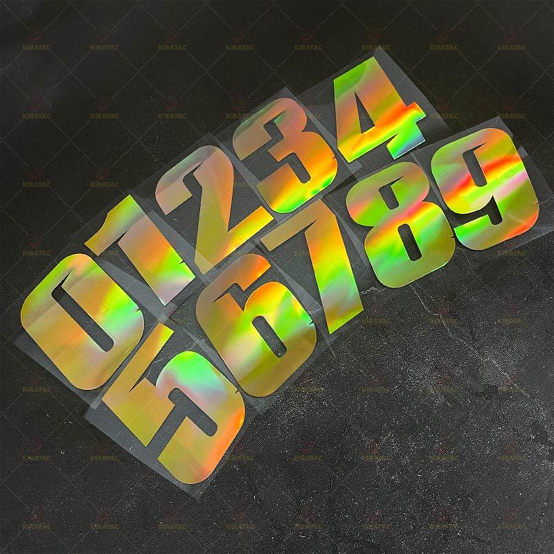 1pc Laser Gold Number Motorcycle Stickers Waterproof for Motorcycle Helmets Mudguards Car Windows Bicycle Universal Vinyl Decals