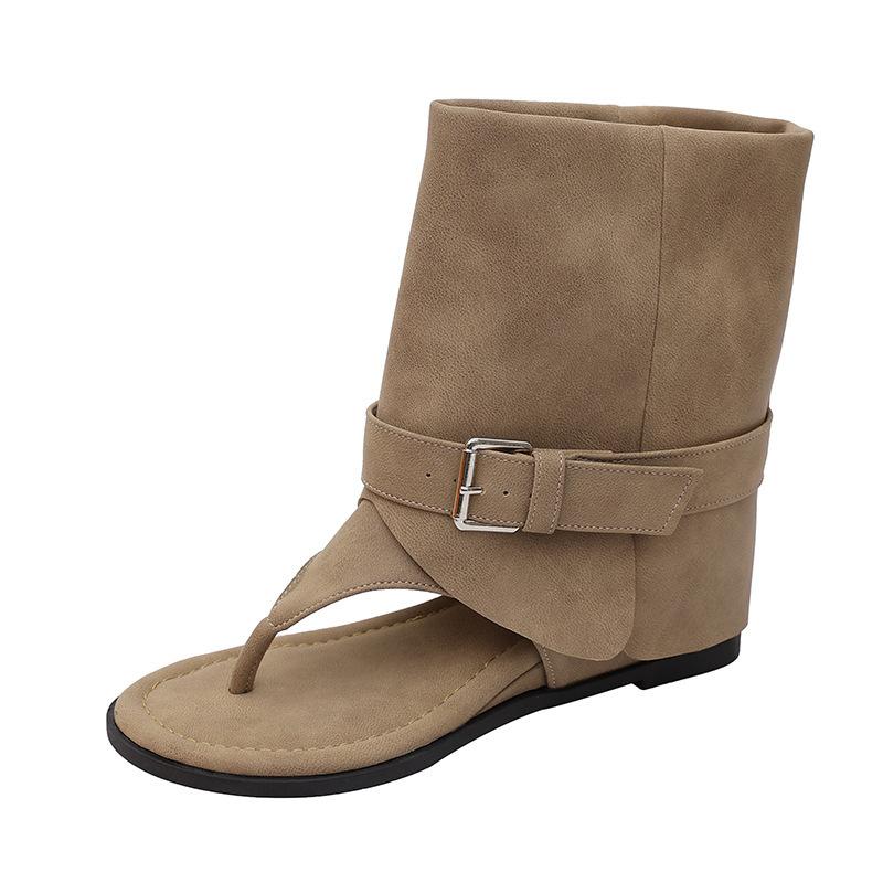 New flat-bottomed versatile fashionable and comfortable high-top open-toed sandals one-pedal sleeve women's cool boots