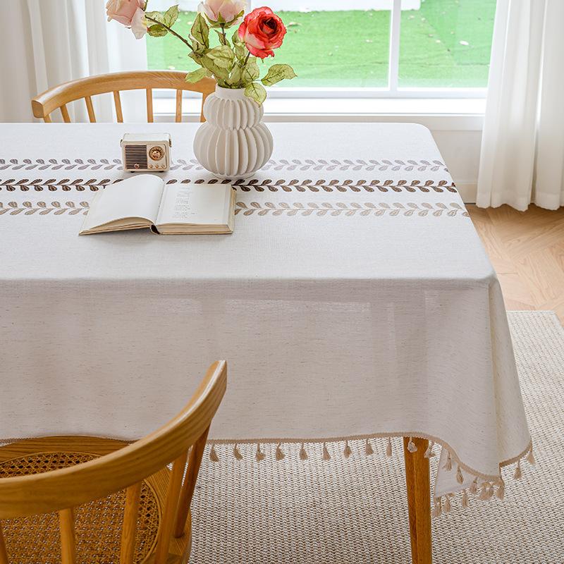Rectangular Cotton Linen Heat Resistant Waterproof Tablecloth American Country Style for Dining Desk Tea Table