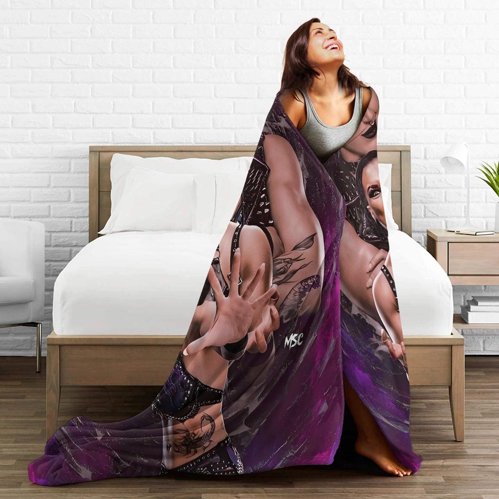 Rhea Ripley Wrestlers Vintage Flannel Blanket  Warm Soft Throw Blanket for Couch Bed Picnic Aesthetic Bedspread Sofa Bed Cover
