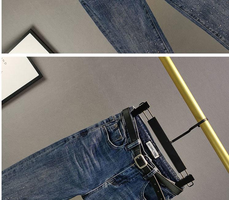 Women's 2025 Summer Slimming High-Waisted Rhinestone Denim Jeans – Petite, Versatile Cropped Style