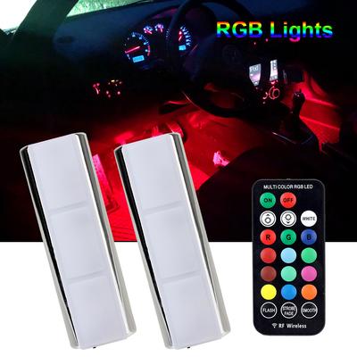 13 Farben LED RGB-Leuchten Auto-Innenraum-Umgebungslampen Drahtlose Fußbodentür Dekorative Glühbirne Wiederaufladbares Autozubehör