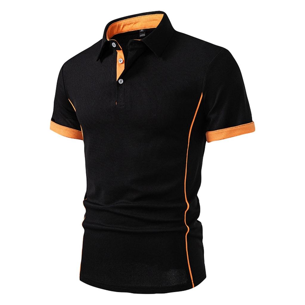 Men's Summer Colorblock Botton Short Sleeve Top Men's Casual Fashion Shirt