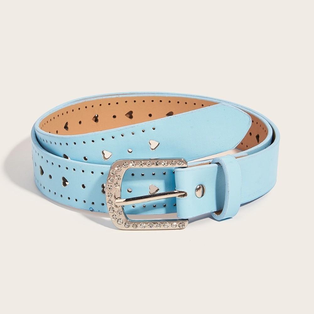 Adjustable Hollow Heart Belt Pin Buckle Rhinestone Buckle Belt Casual Waist Belt For Ladies