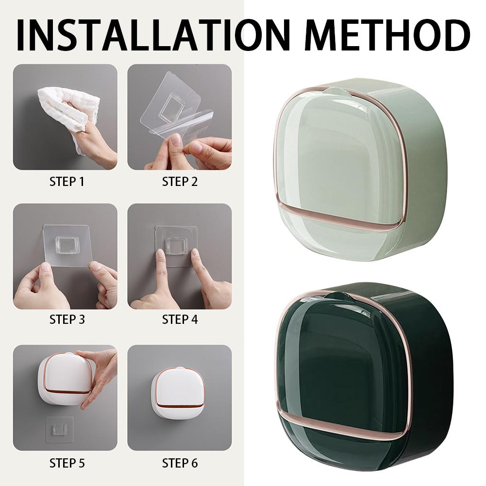 1 Piece Soap Box Free Punching Soap Box Wall-mounted Household Dustproof Drain Water Storage Bathroom Toilet Soap Shelf