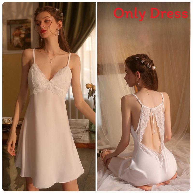Lace Satin Sleepwear Set With V Neck And Sleeveless Design For Women