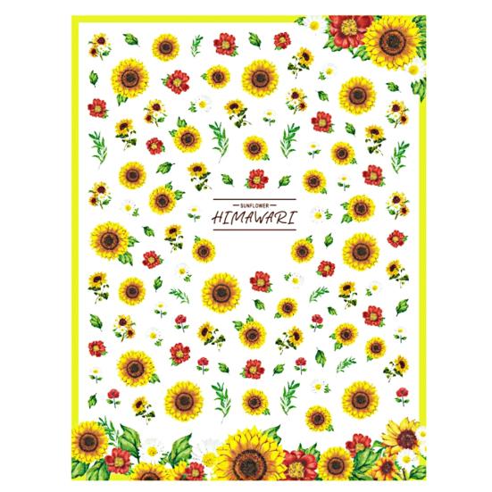 Samolepka na nehty Sunflower Shape 3D Effect Ultra Thin Blossom Floral Nail Art Water Obtisky pro ženy