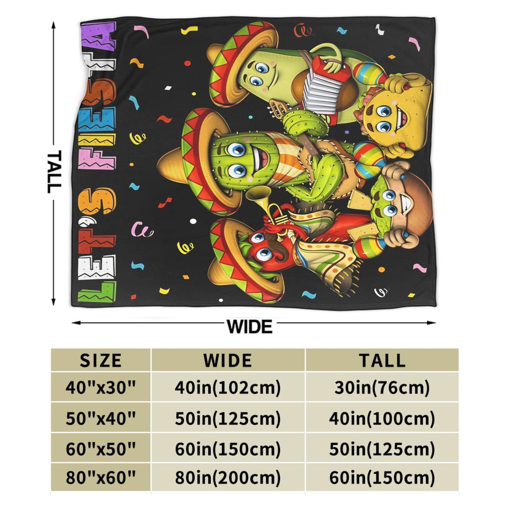 Let's Shift Party Fiesta Plush Blanket Boys Mexican Amigo Cinco De Mayo Flannel Throw Blanket For Home Decor Soft Bedspread