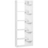 Bookcase, 6-level Storage Shelf, Irregular Design, for Living Room, Bedroom, Office, 60x21x162.5cm, White