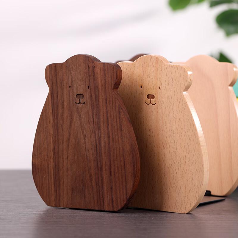Solid Wood Bear Walnut Bookends - Pair