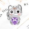 DIY Sparkling Paw Print Charm Beads for Pet Cat Dog Bracelets Jewelry Gifts Accessories