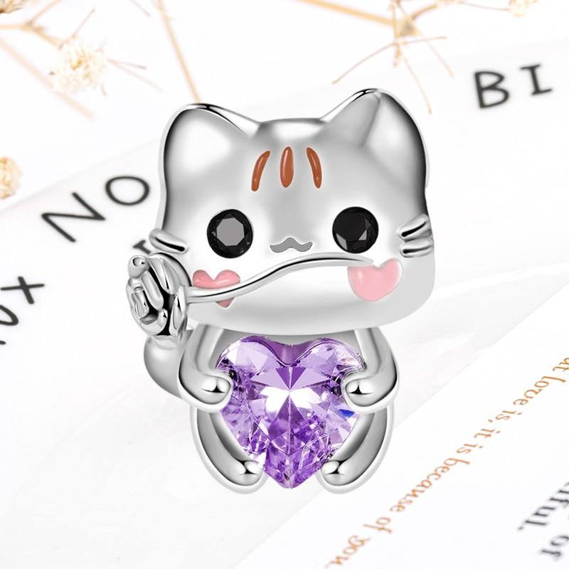 DIY Sparkling Paw Print Charm Beads for Pet Cat Dog Bracelets Jewelry Gifts Accessories