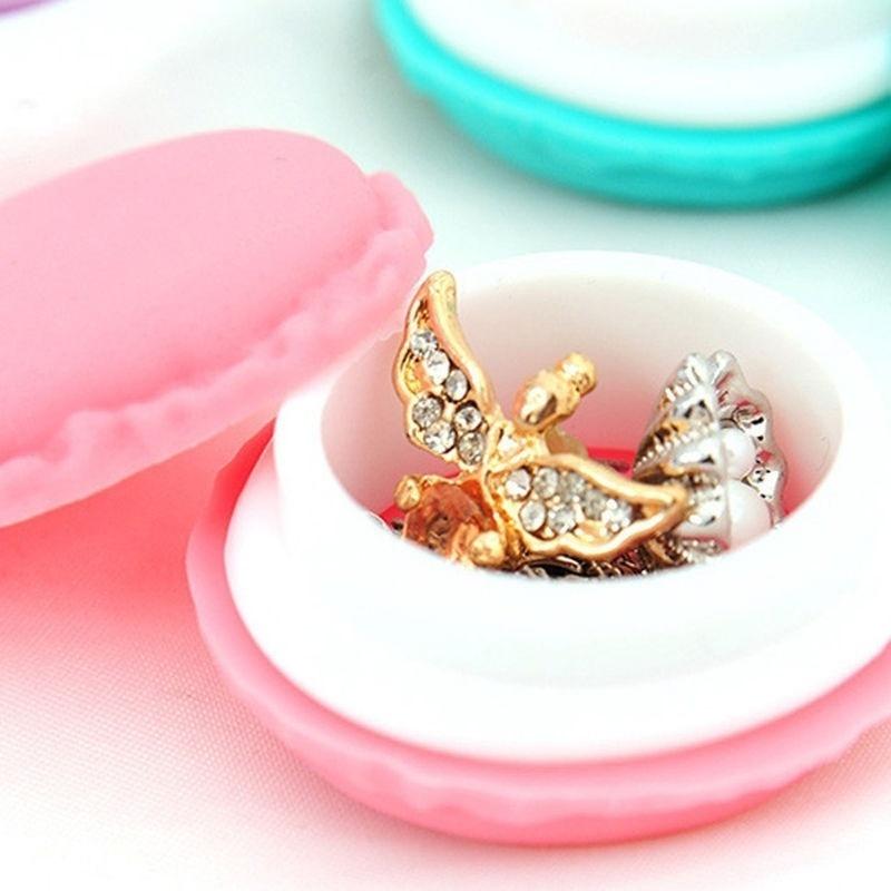 1 Pcs Random Color Cute Cake Shape Jewelry Storage Box Mini Macaron Case For Necklace Earring Jewelry Organizer