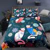Cat Flowers King Queen Duvet Cover Cartoon Kitty Floral Bedding Set For Kids Lovely Animals Black 2/3pcs Polyester Quilt Cover