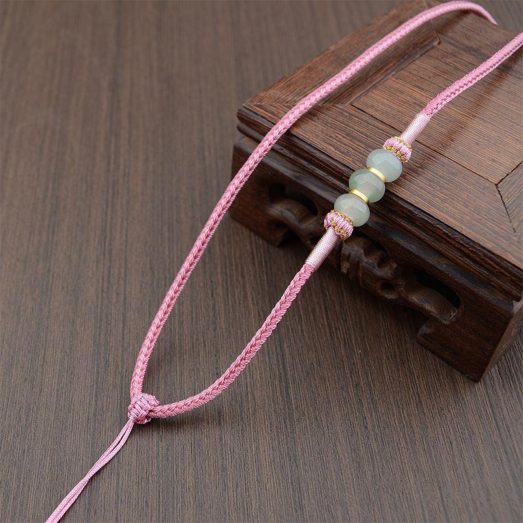 Handwoven Dongling Jade Pendant Lanyard: Thousand Li of Mountains and Rivers Outdoor Sports Necklace