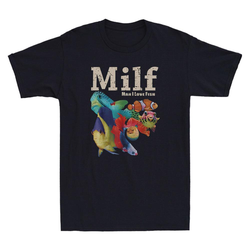 MILF Man I Love Fish Funny Fish Graphic Quote Vintage Men s Short Sleeve T-Shirt S