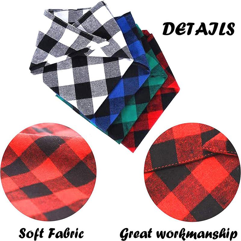 Bandanas para Perros Bufanda Grande para Mascotas Bandana Para Perro Algodón Cuadros Lavable Pajarita Collar Gato Cachorro Bufanda Triangular Babero Accesorios para Perros