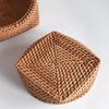 Lirancia Rattan Woven Fruit Egg Table Kitchen Serving Cute Round Japanese Style Basket, Tray, Tray, Organizer, Storage, Tray, Shape, [L=28×10cm]