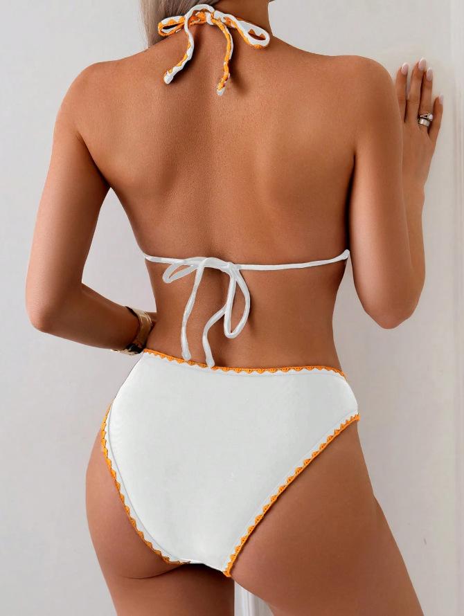 European & American Ins Style Sexy Three-Piece Strappy Print Bikini