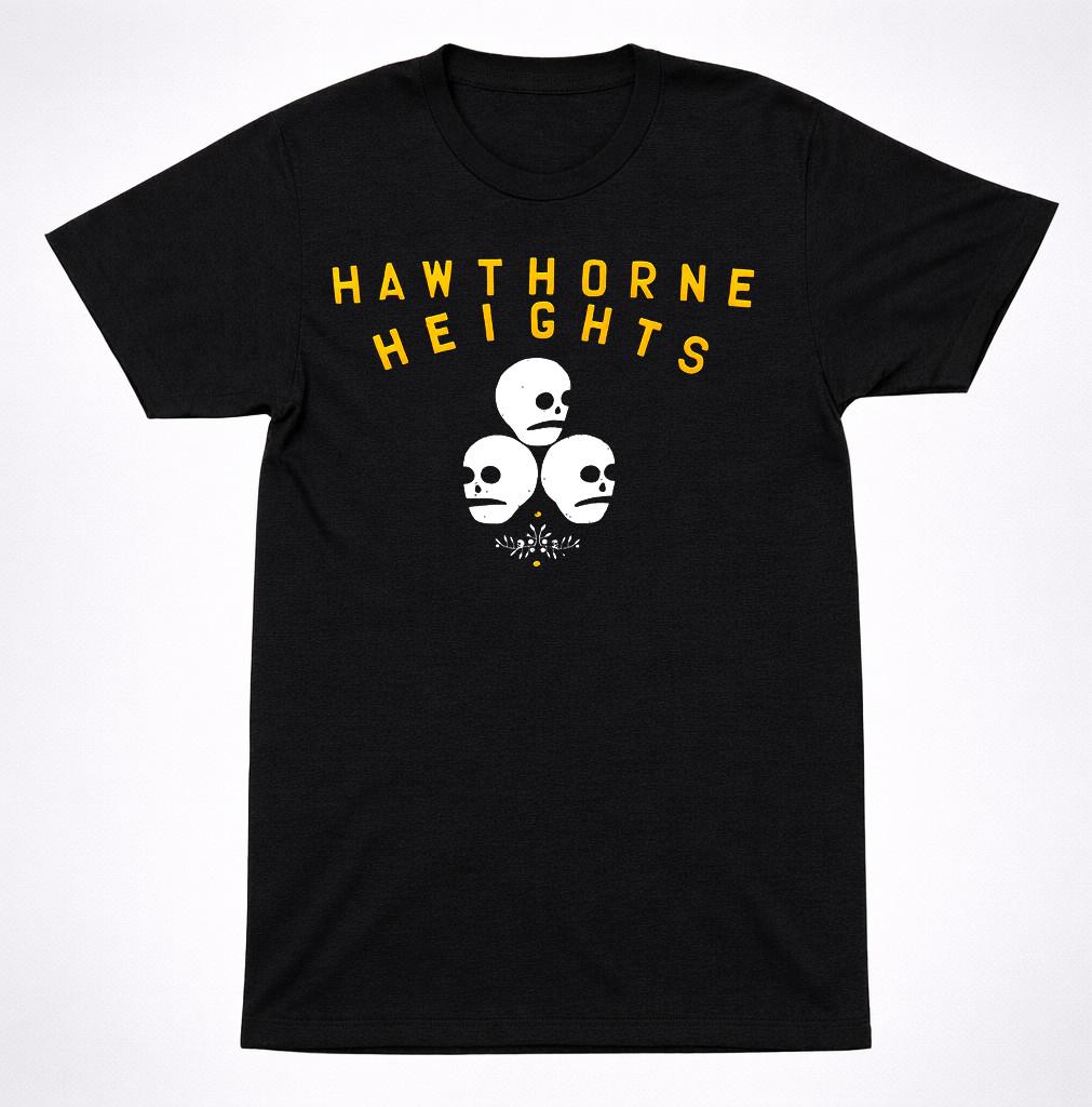 Hawthorne Heights Retro Skulls Skull flower T Shirt Emo Post Hardcore Band Tee S разноцветный