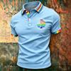Men's Casual Color-Block Striped  Short-Sleeve Shirt
